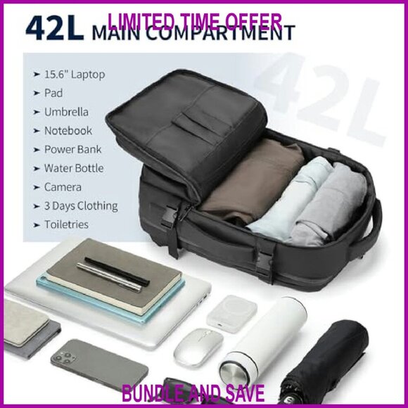 Expandable Carry-On Backpack with USB Port, Flight Approved, 18.9\